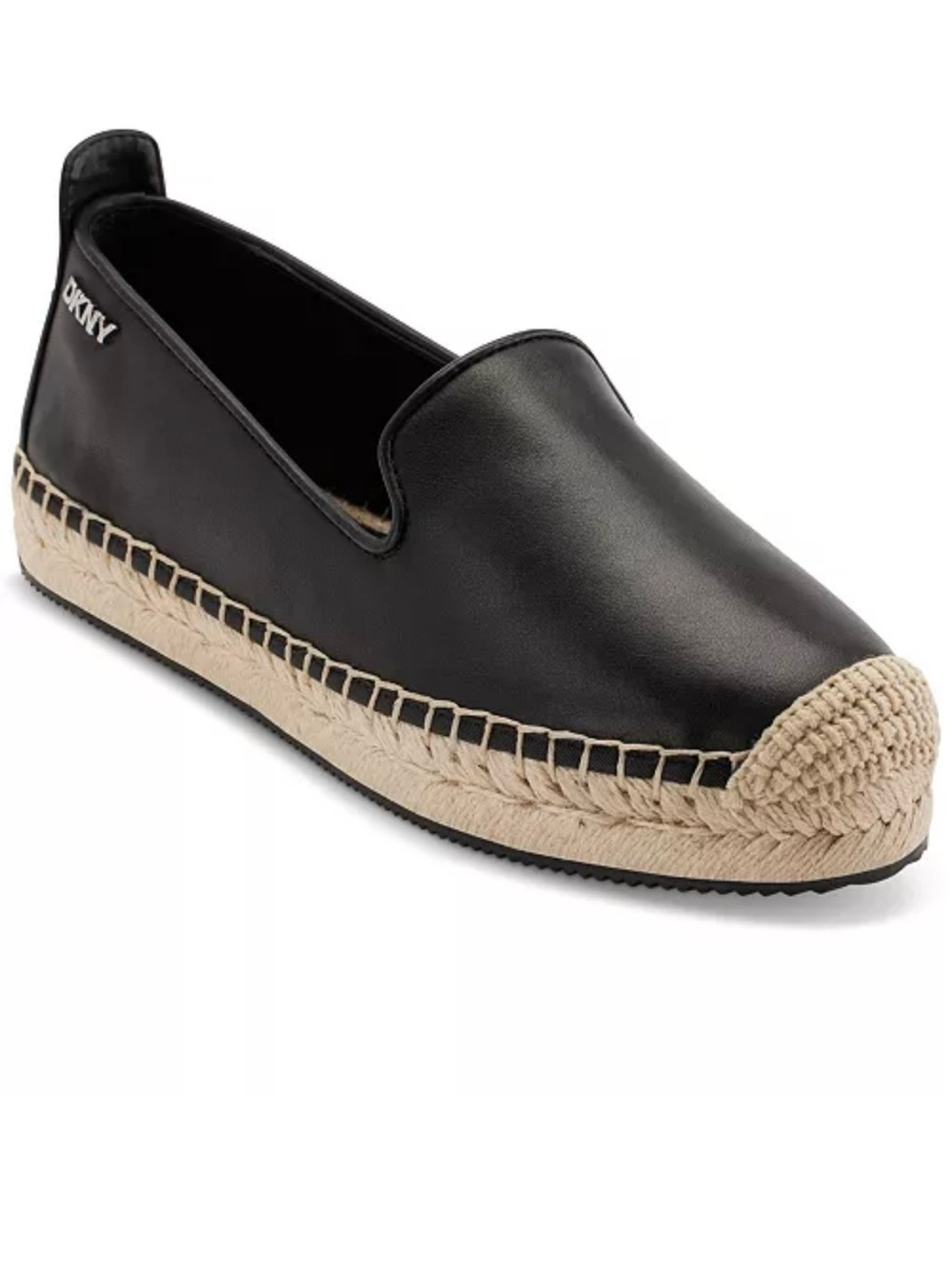 DKNY Black Leather Slip-On Mallandra Espadrille Size 8 New in Box